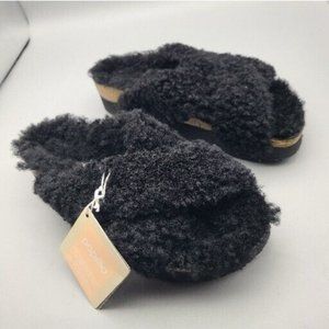 BIRKENSTOCK PAPILLIO Women Black Daytona Teddy Platform Sandal Slide  6 37 New